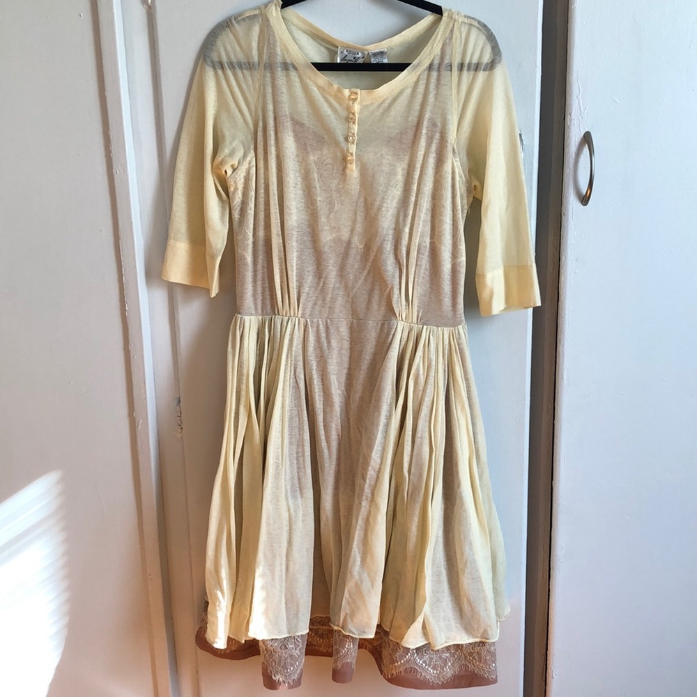 Anthropologie Cream knee length dress
